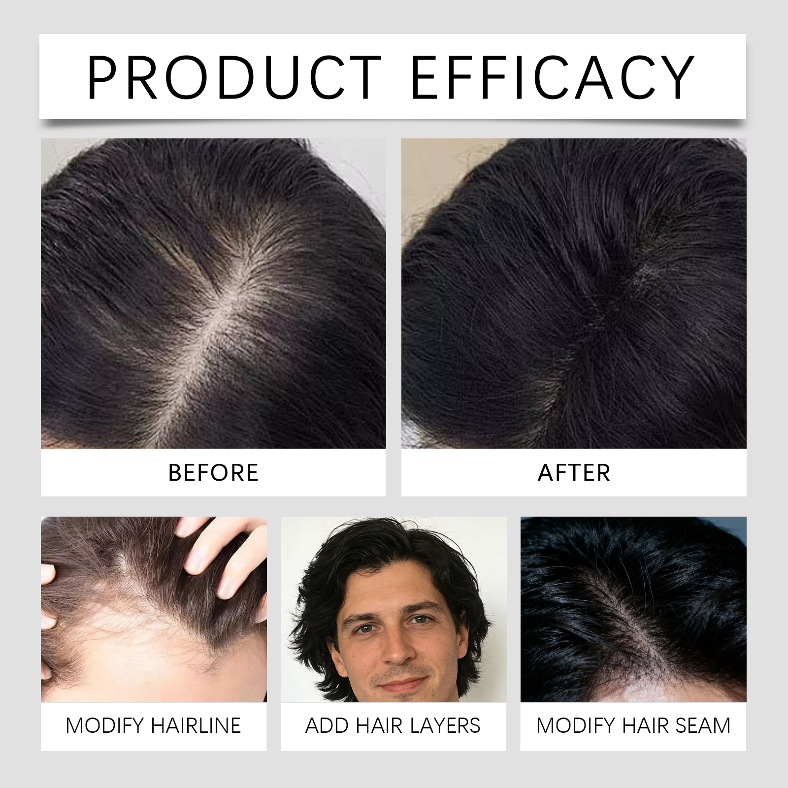 (Dark Brown) Hair Powder Shading Modify Hairline Cover Scalp Fill Hair Gap Fit Skin Natural Color Render Effect