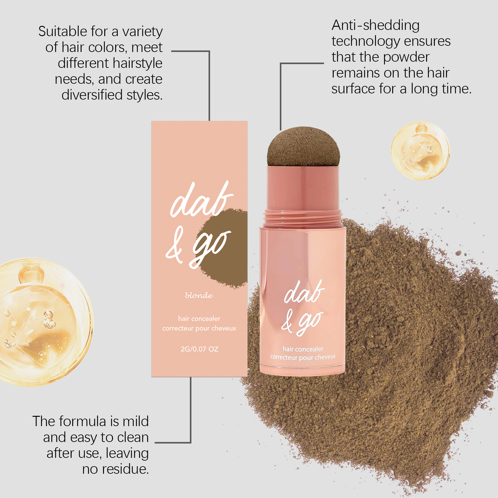 (Dark Brown) Hair Powder Shading Modify Hairline Cover Scalp Fill Hair Gap Fit Skin Natural Color Render Effect