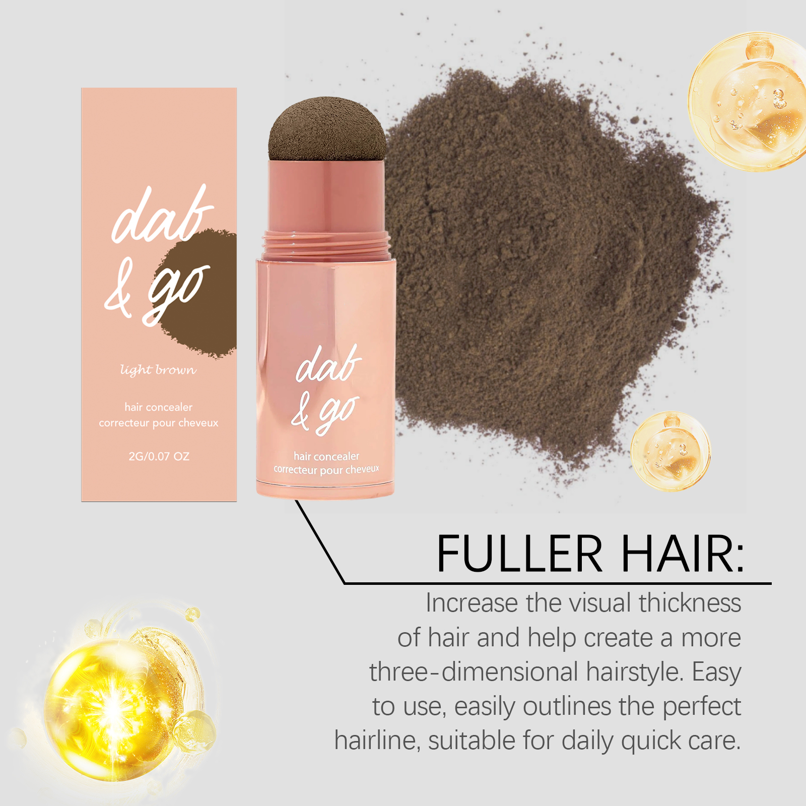 (Dark Brown) Hair Powder Shading Modify Hairline Cover Scalp Fill Hair Gap Fit Skin Natural Color Render Effect