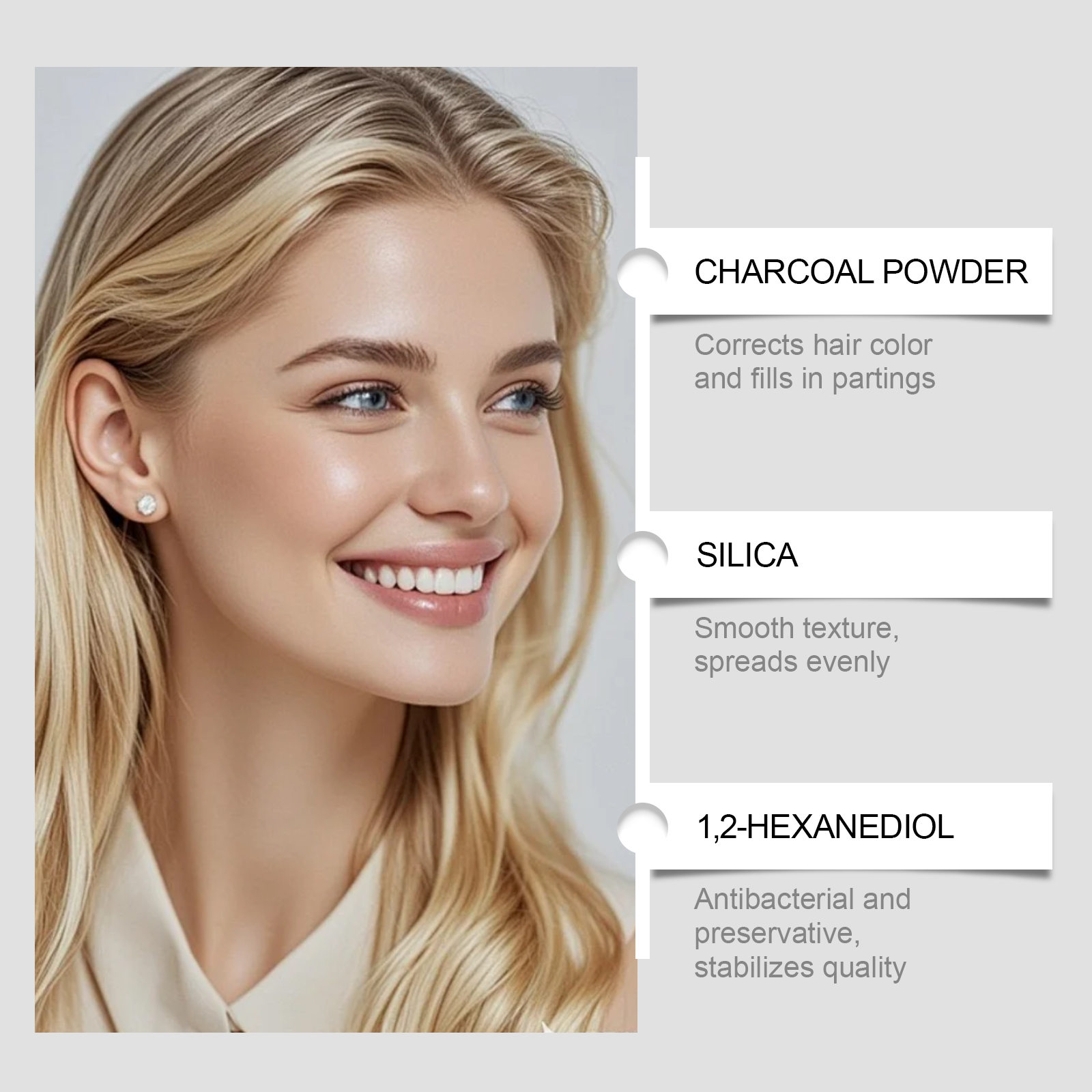 (Dark Brown) Hair Powder Shading Modify Hairline Cover Scalp Fill Hair Gap Fit Skin Natural Color Render Effect