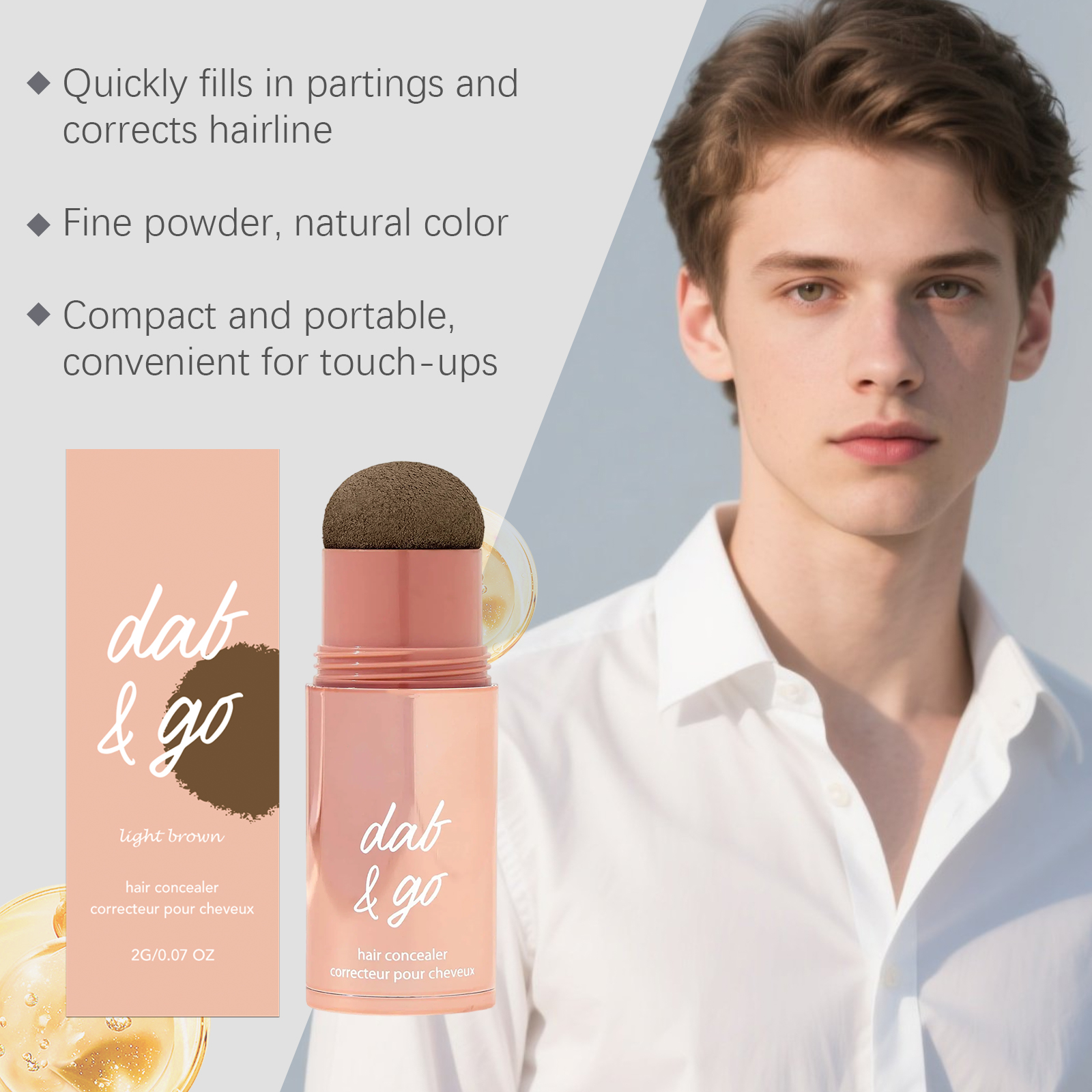 (Dark Brown) Hair Powder Shading Modify Hairline Cover Scalp Fill Hair Gap Fit Skin Natural Color Render Effect