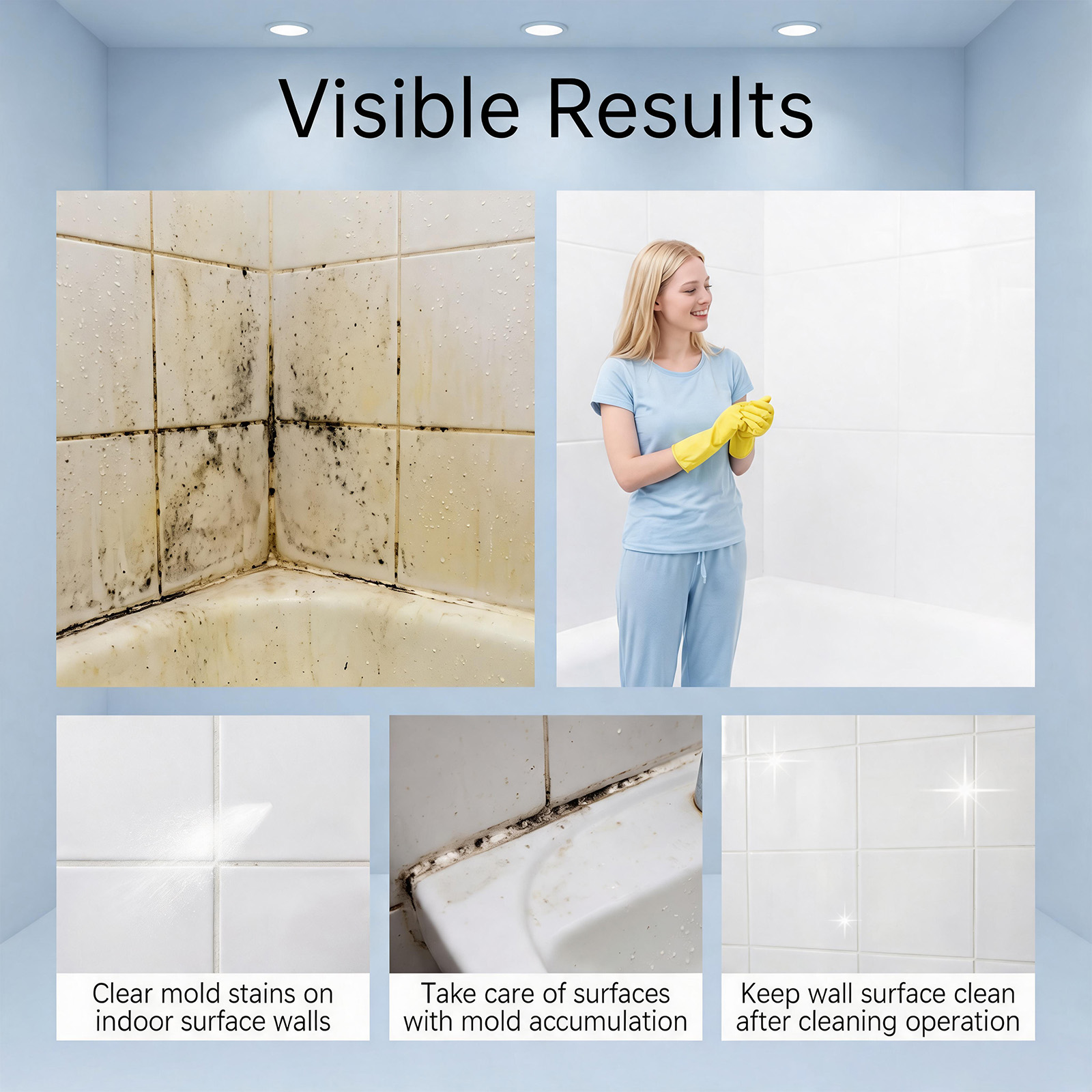 Mold Remover Multipurpose Convenient Daily Household Cleaner For Bathroom Corner Wall Stain Mildew Spot