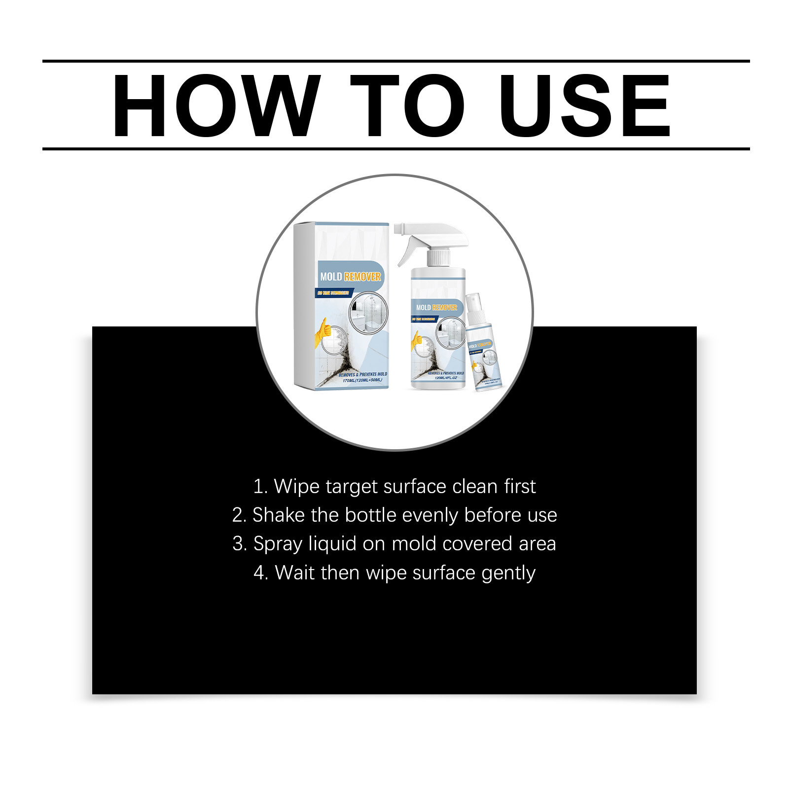 Mold Remover Multipurpose Convenient Daily Household Cleaner For Bathroom Corner Wall Stain Mildew Spot