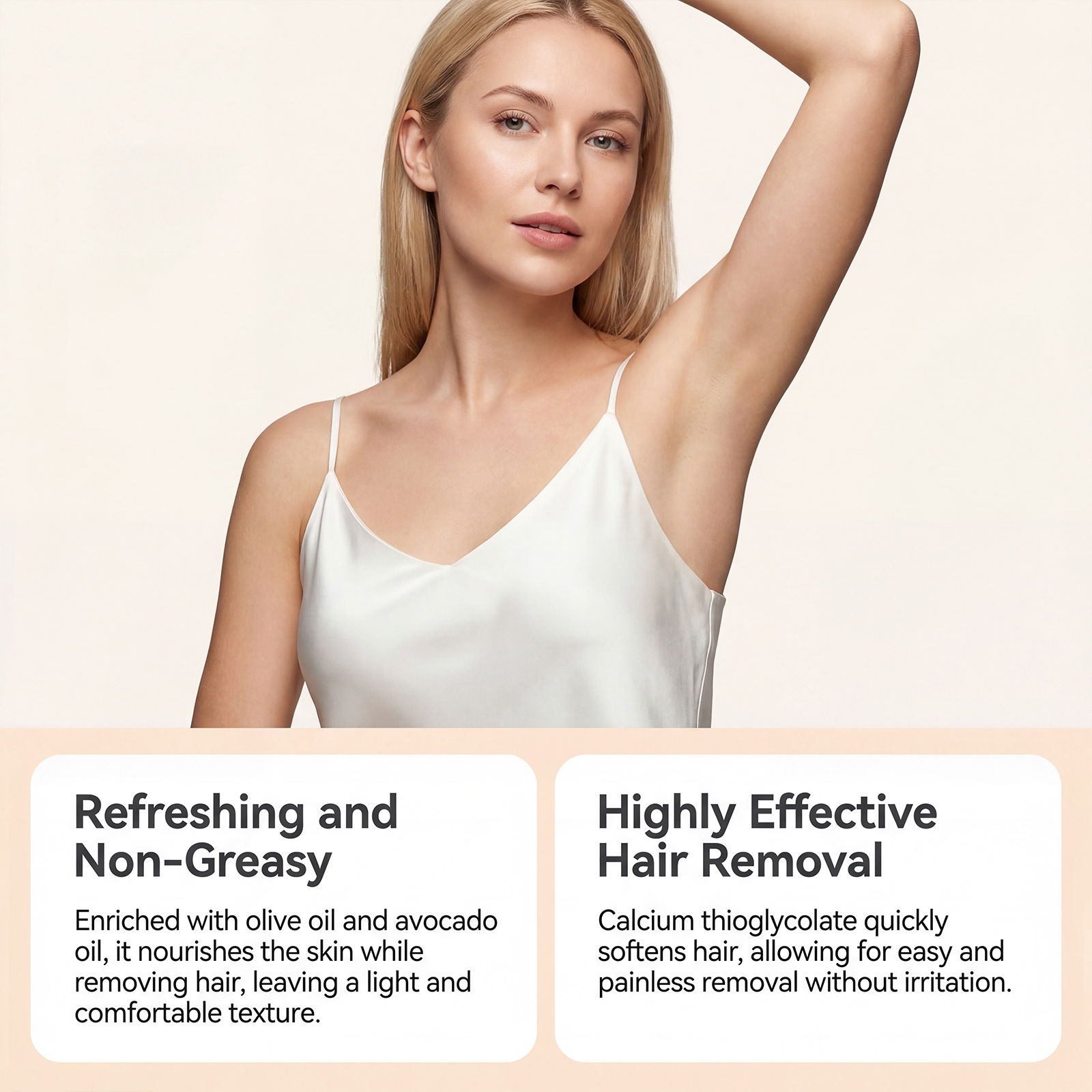 Refreshing Depilatory Cream Avocado Hydrating Mild Depilation Whole Body Arm Leg Skin Tender Smooth