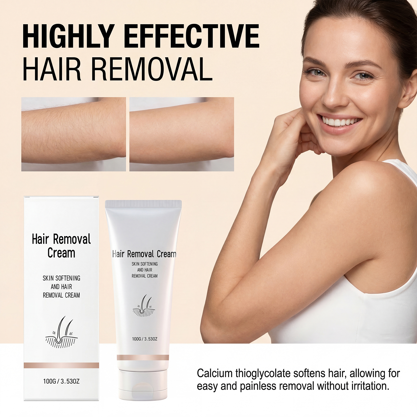 Refreshing Depilatory Cream Avocado Hydrating Mild Depilation Whole Body Arm Leg Skin Tender Smooth