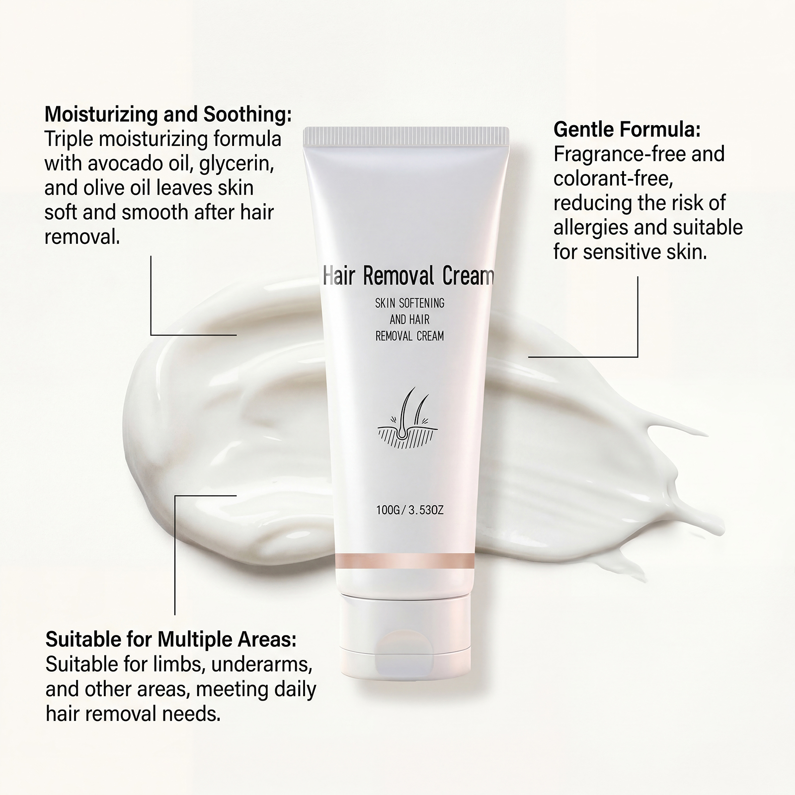 Refreshing Depilatory Cream Avocado Hydrating Mild Depilation Whole Body Arm Leg Skin Tender Smooth