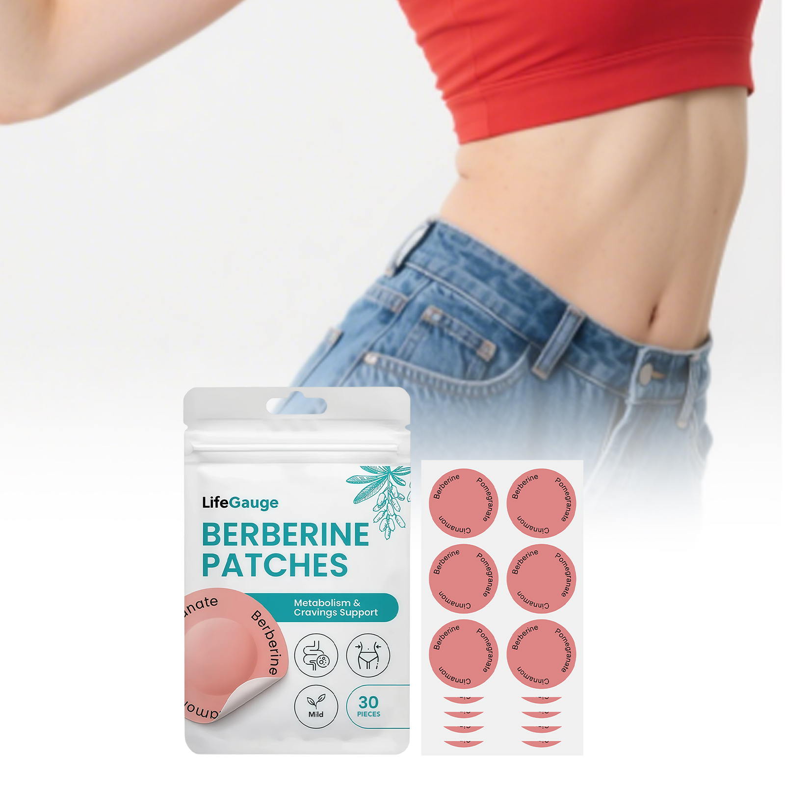 Body Care Patch Gentle Formula Lazy Use Daily Application For Waist Abdomen Figure Curve Display