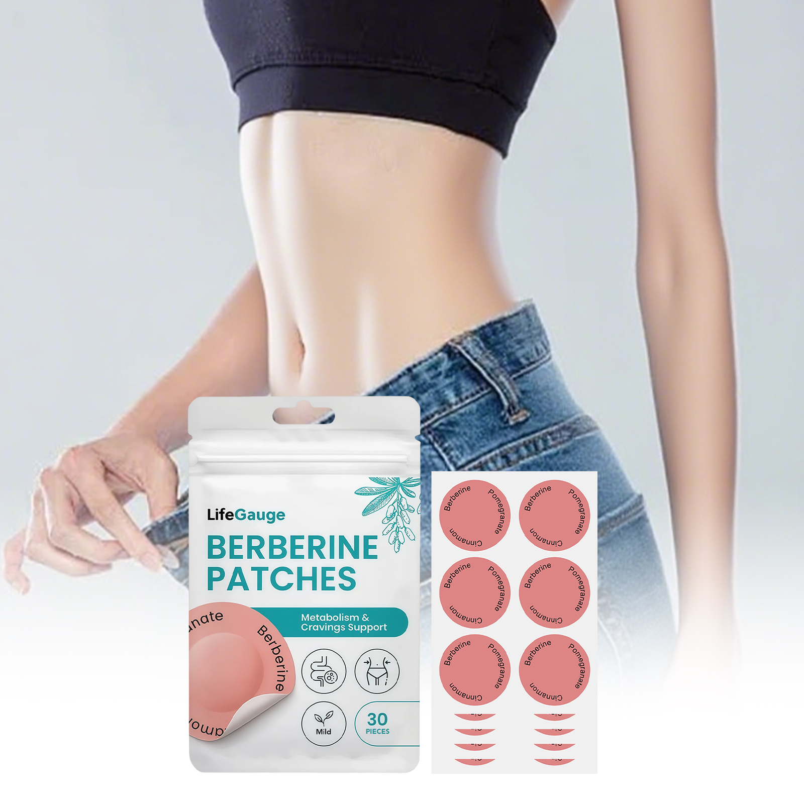 Body Care Patch Gentle Formula Lazy Use Daily Application For Waist Abdomen Figure Curve Display