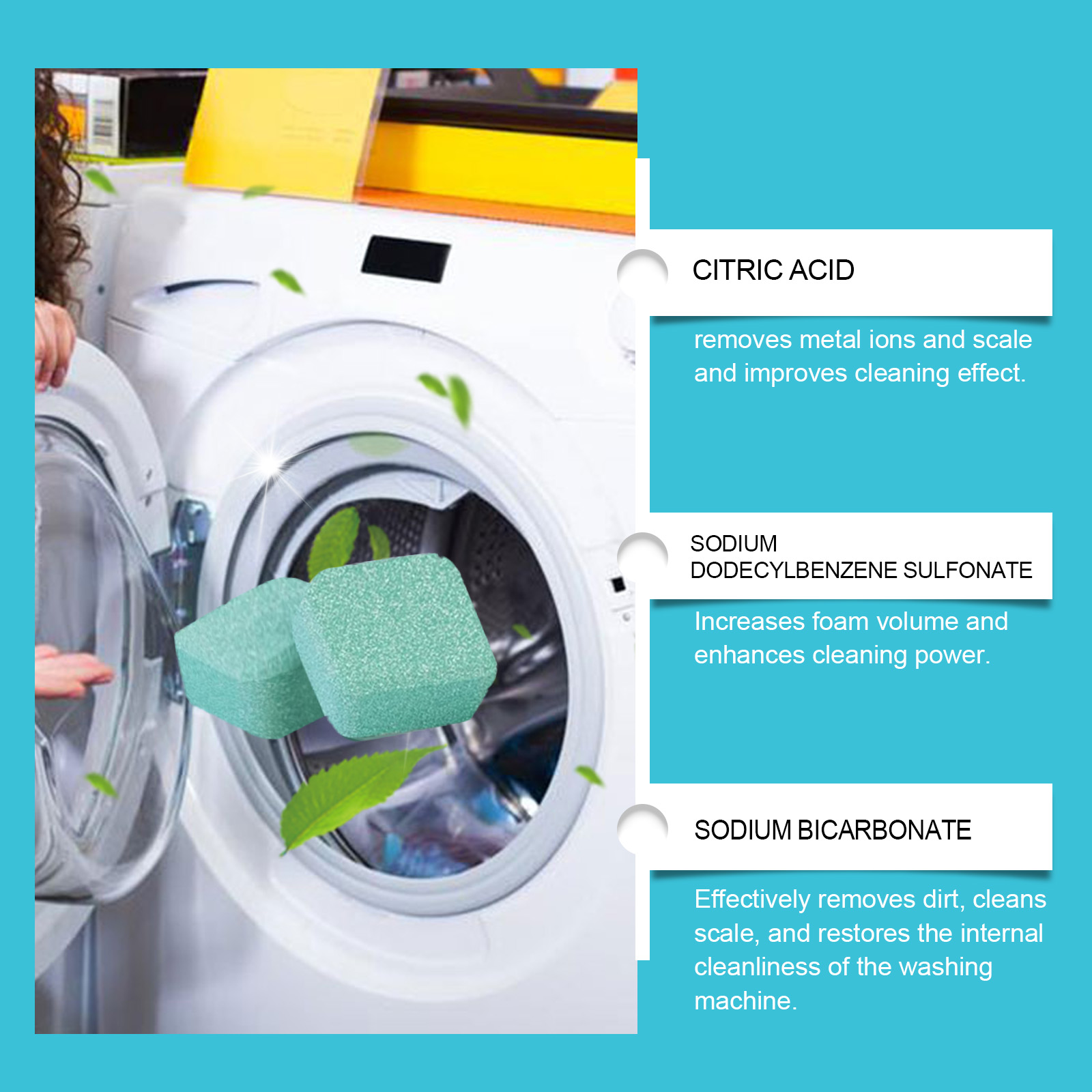 Washing Machine Cleaning Tablets For Tank Cleaning Household Front Top Load Stain Remover Scale Removal