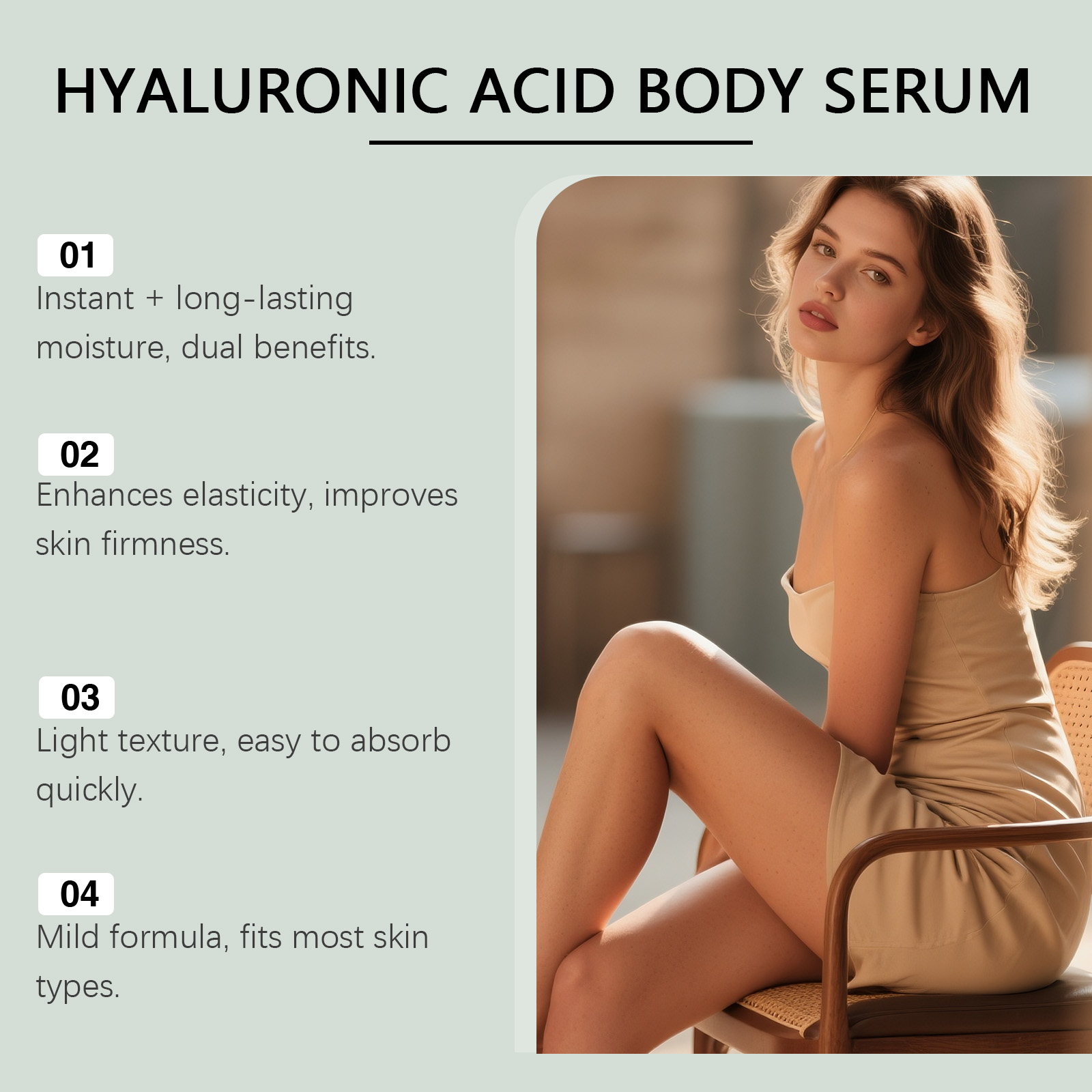 Hyaluronic Acid Body Essence Moisturizing Nourishing Skin Elasticity Smoothing Non Greasy Daily Hydrating Serum