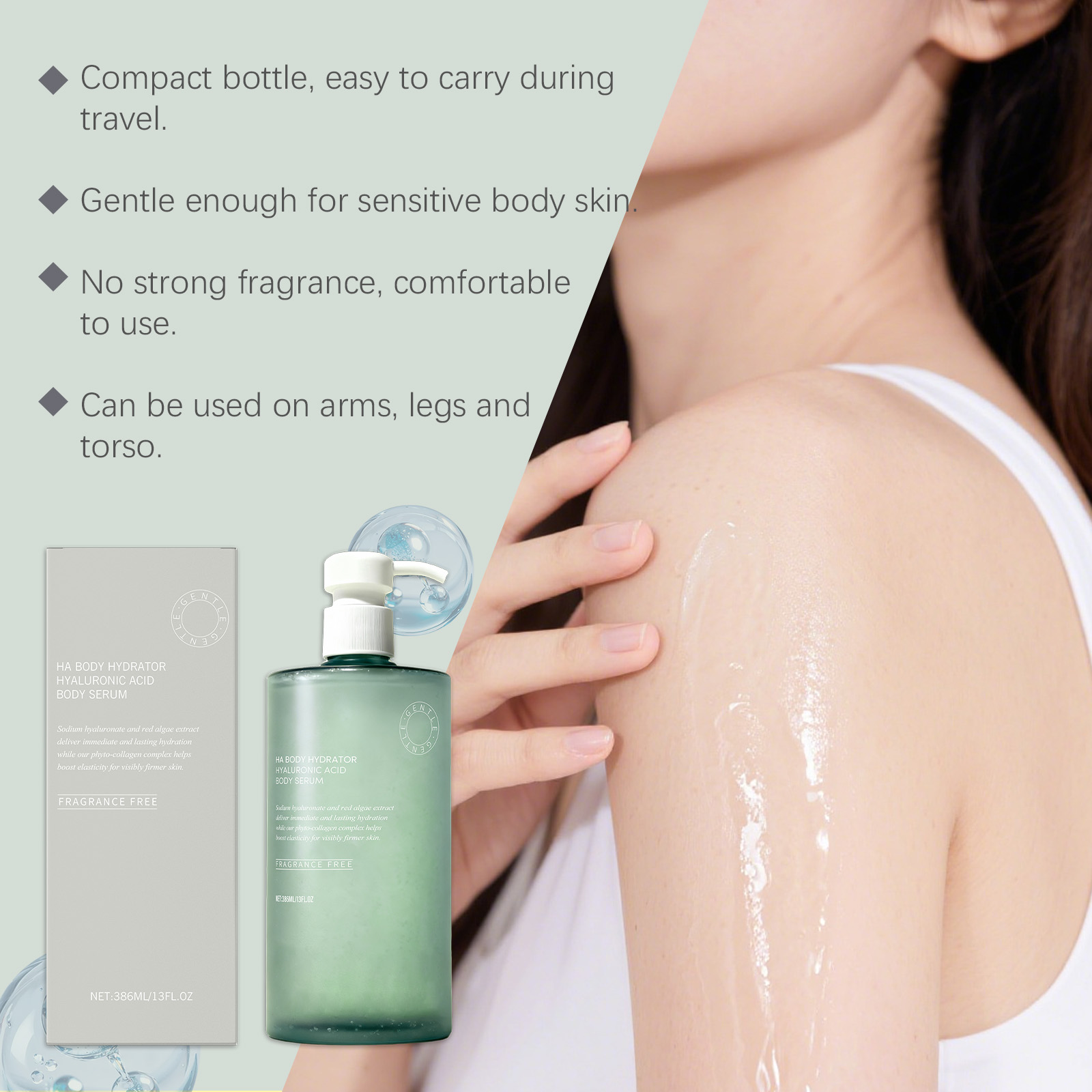 Hyaluronic Acid Body Essence Moisturizing Nourishing Skin Elasticity Smoothing Non Greasy Daily Hydrating Serum