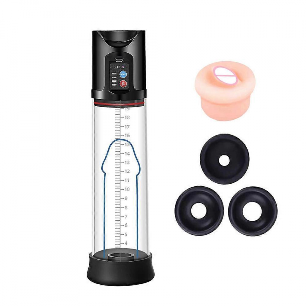 Electric Massager Vacuum Pump With 4 Suction Intensities, Rechargeable Automatic High-vacuum EnlarComplete Set