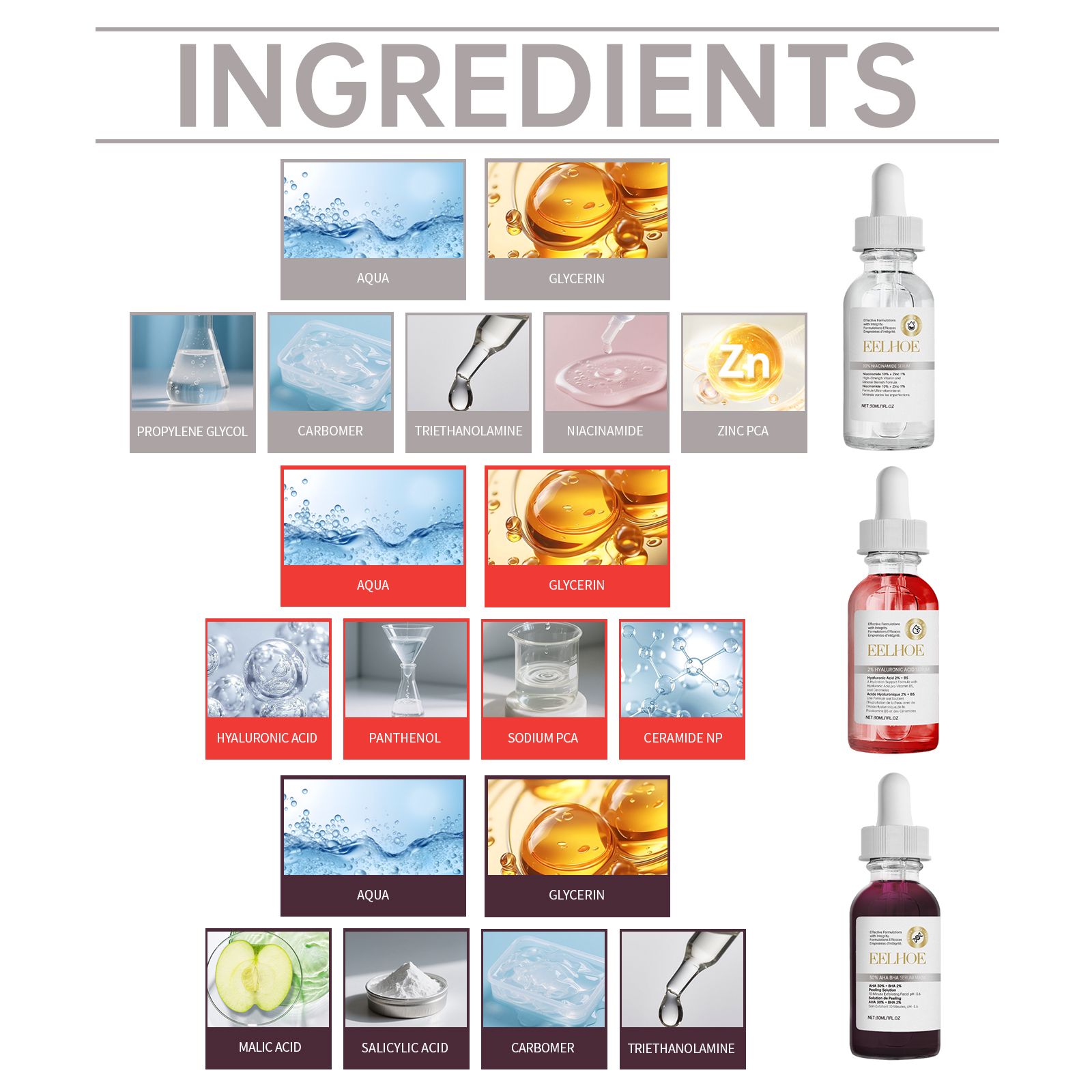 Blemish Care Set With Niacinamide Hyaluronic Acid And AHA BHA Serum For Acne Prone Skin