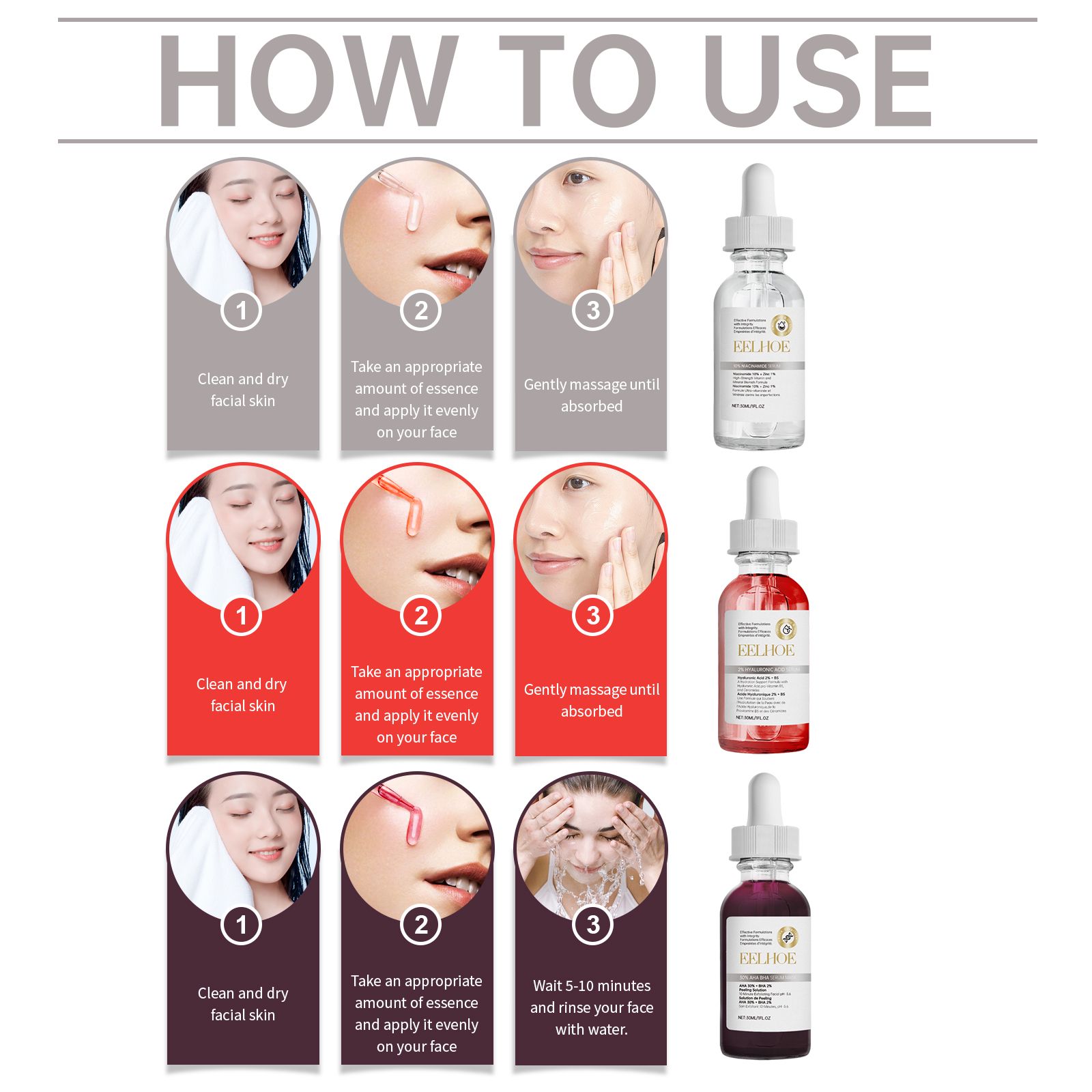 Blemish Care Set With Niacinamide Hyaluronic Acid And AHA BHA Serum For Acne Prone Skin