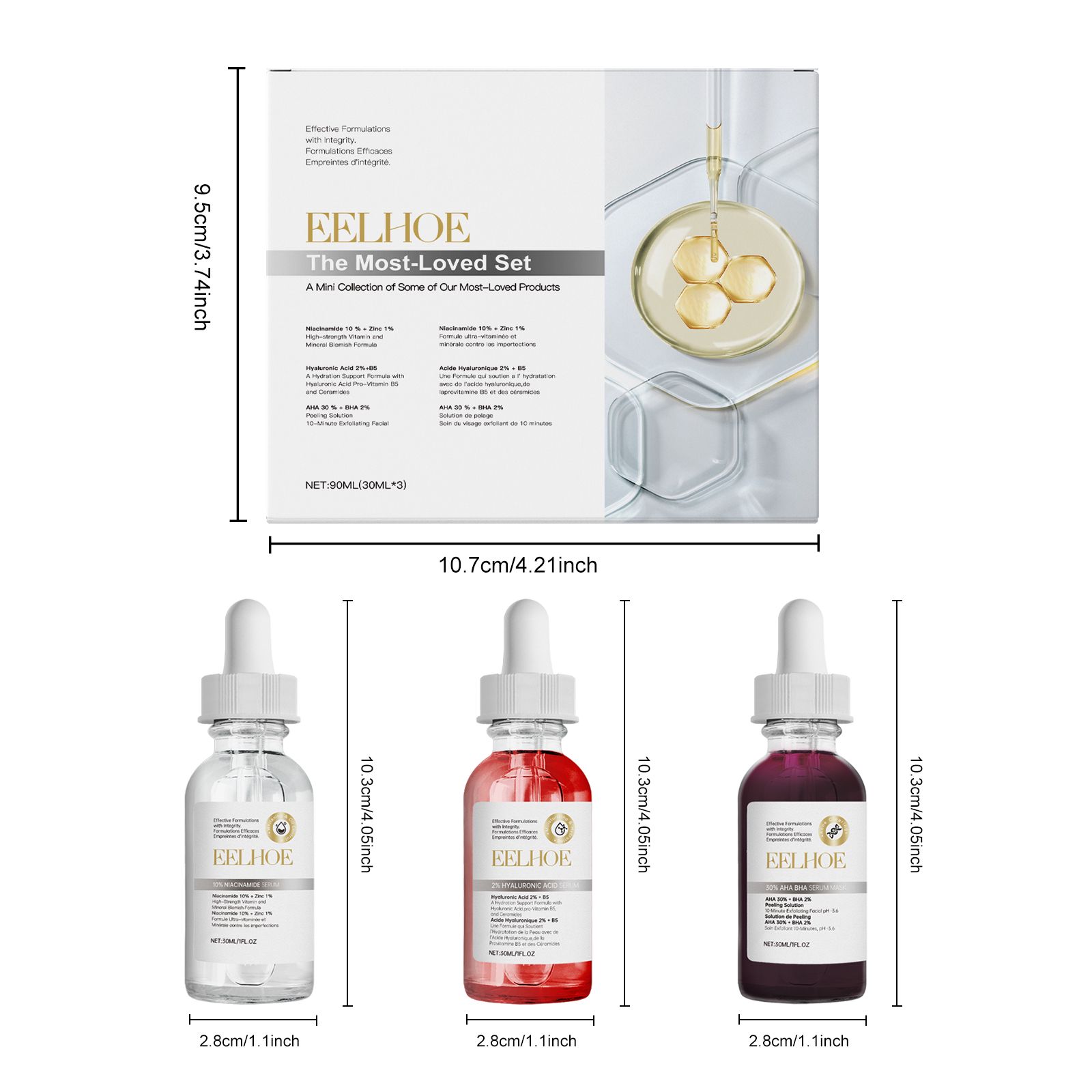 Blemish Care Set With Niacinamide Hyaluronic Acid And AHA BHA Serum For Acne Prone Skin