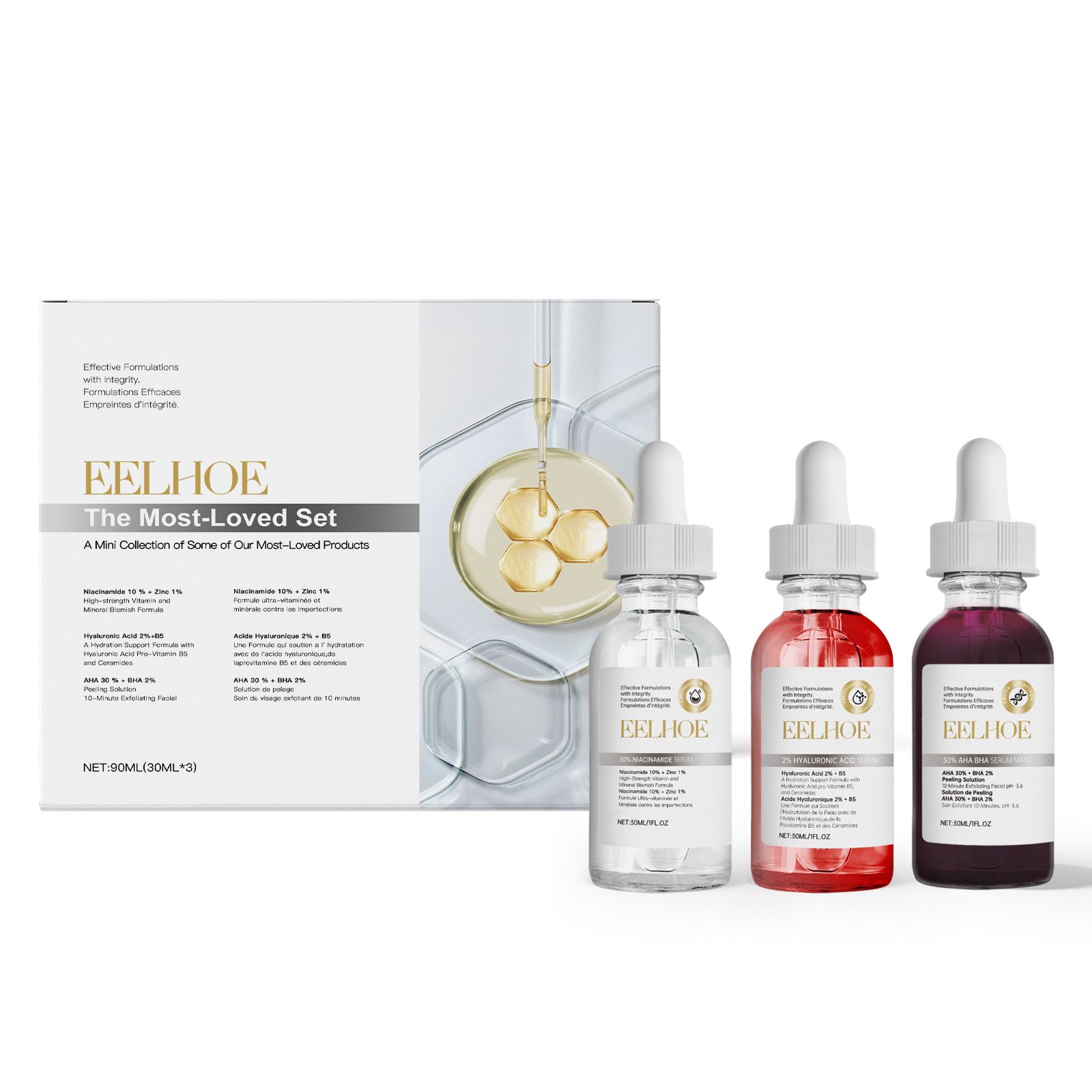 Blemish Care Set With Niacinamide Hyaluronic Acid And AHA BHA Serum For Acne Prone Skin