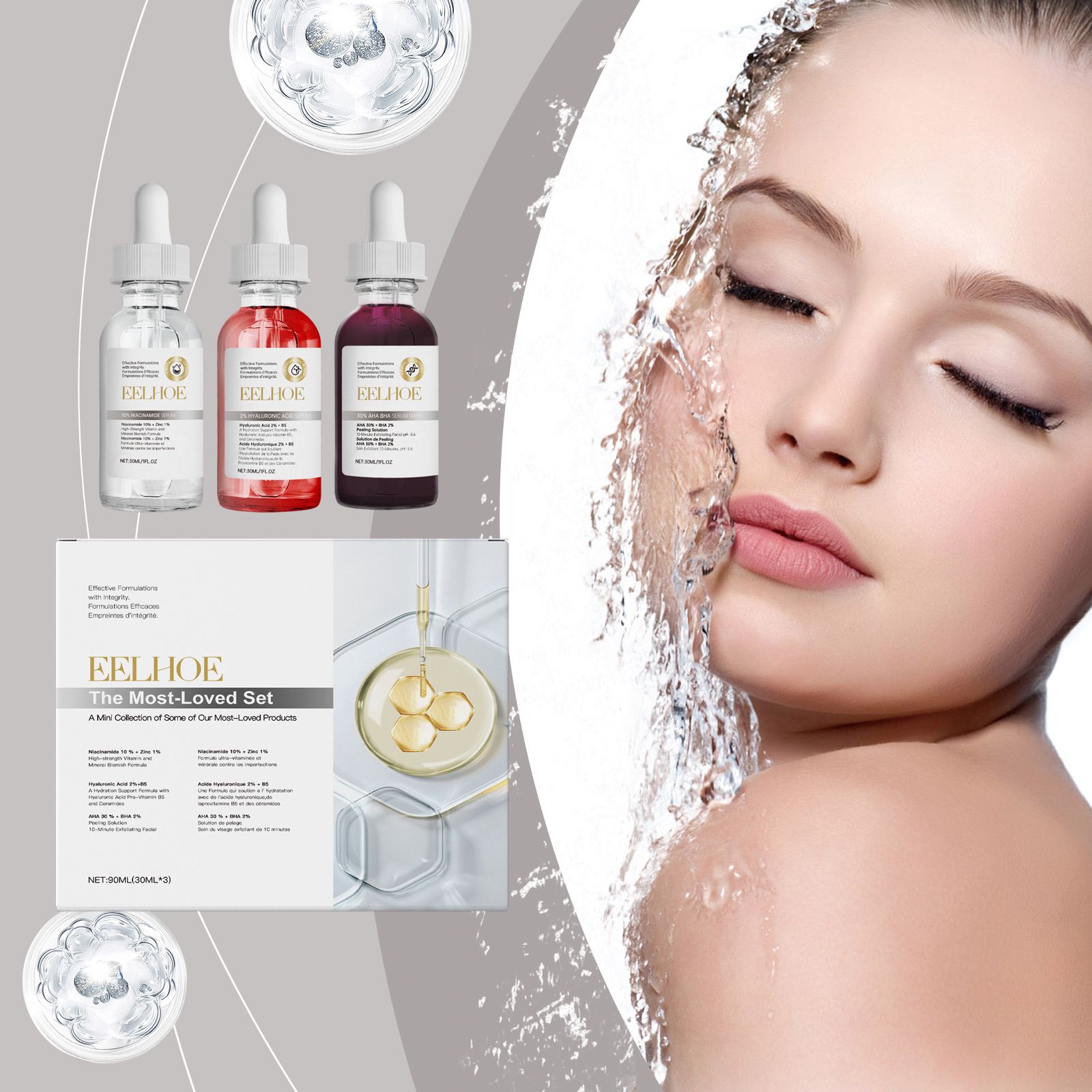 Blemish Care Set With Niacinamide Hyaluronic Acid And AHA BHA Serum For Acne Prone Skin