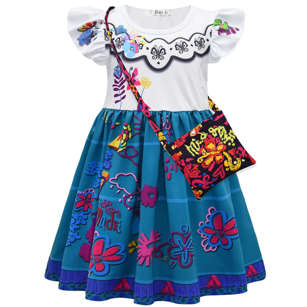(4-5 Years) Girls Princess Encanto Mirabel Costume Fancy Dress Birthday Party Halloween