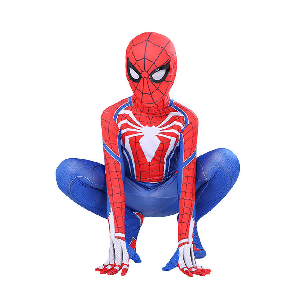 (100 (90~100cm)) Spiderman Costume Superhero Unisex Adults Kids Lycra 3D Spandex Printing Jumpsuit Bodysuit Outfit Movie Costume Fancy Dress Props for Halloween Carnival Cosplay Party