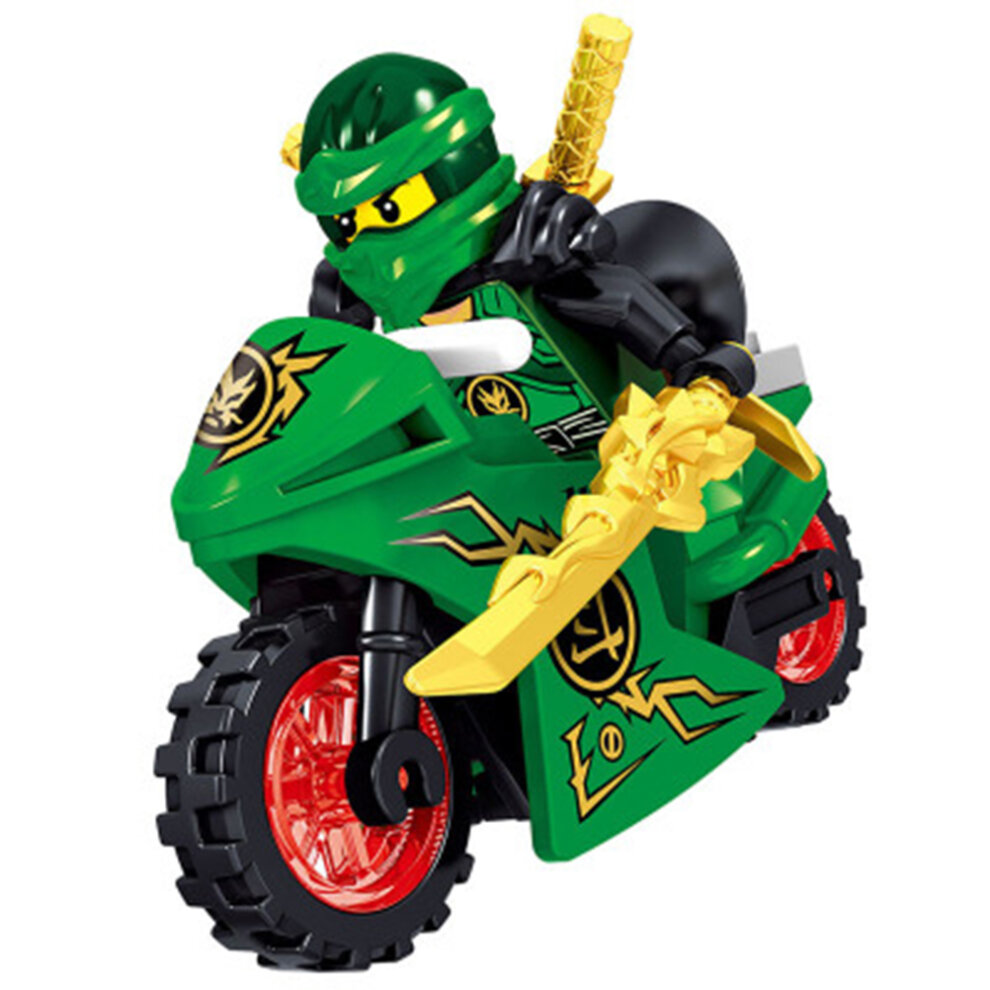 Ninja Minifigures Sets 8pcs Ninjago Motorcycle Action Figure Kits Building Blocks Toys for Boys and Girls Games Collection Adult Children Gifts Party Supplies Carnival Prizes