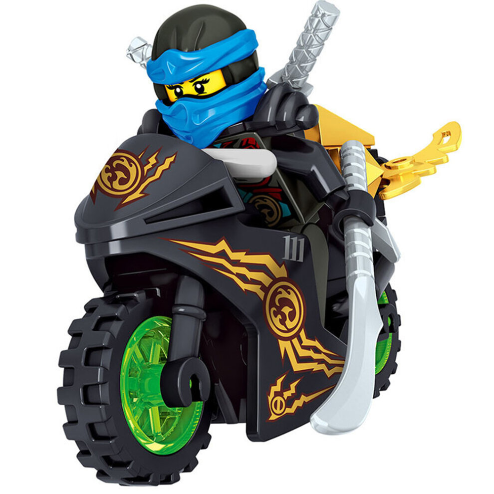 Ninja Minifigures Sets 8pcs Ninjago Motorcycle Action Figure Kits Building Blocks Toys for Boys and Girls Games Collection Adult Children Gifts Party Supplies Carnival Prizes