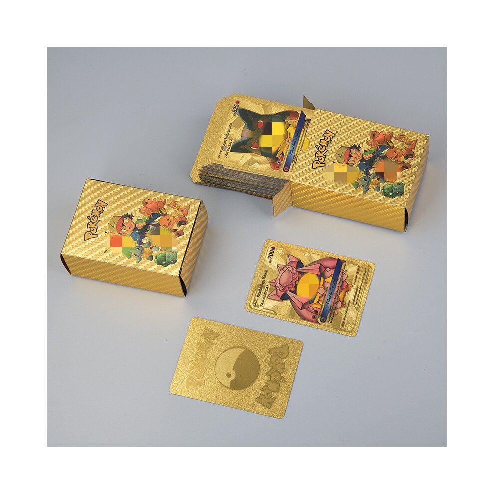 (55PCS Gold Cards DX) Pokemon Cards Flash Gold Rare Collection Cards in English Kids Toys Birthday and Christmas Gifts for Collectors and Fans 55pcs 110pcs Set