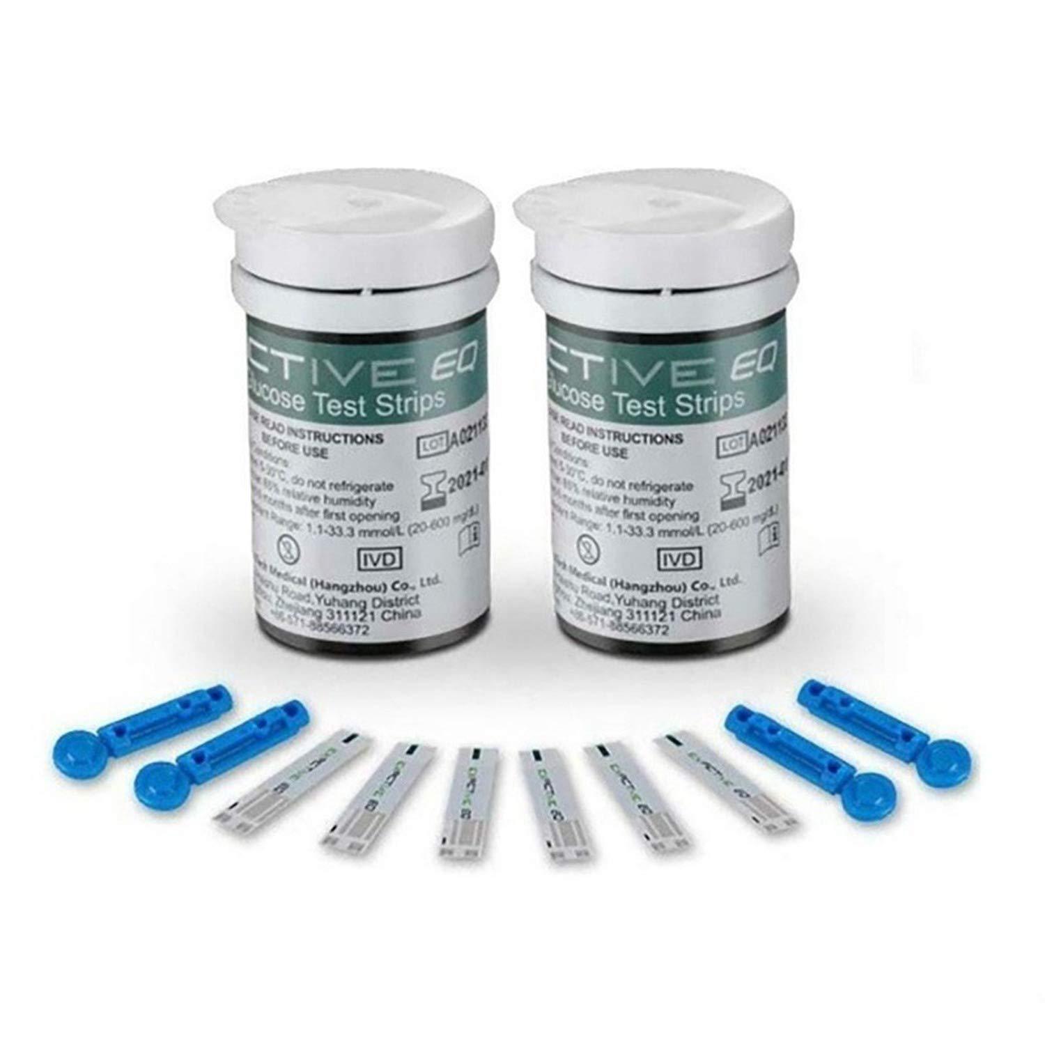 (Host mg/dL+50X test paper+50X needles) EXACTIVE EQ IMPULSE Blood Glucose Monitor Kit + Test Strips + Lancets