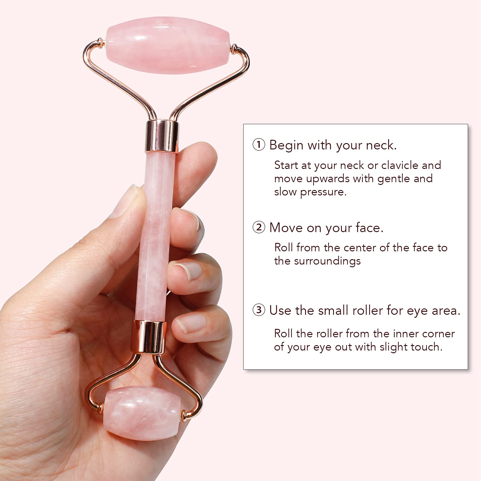 Facial Beauty Roller Skin Care Tools Rose Quartz Massager