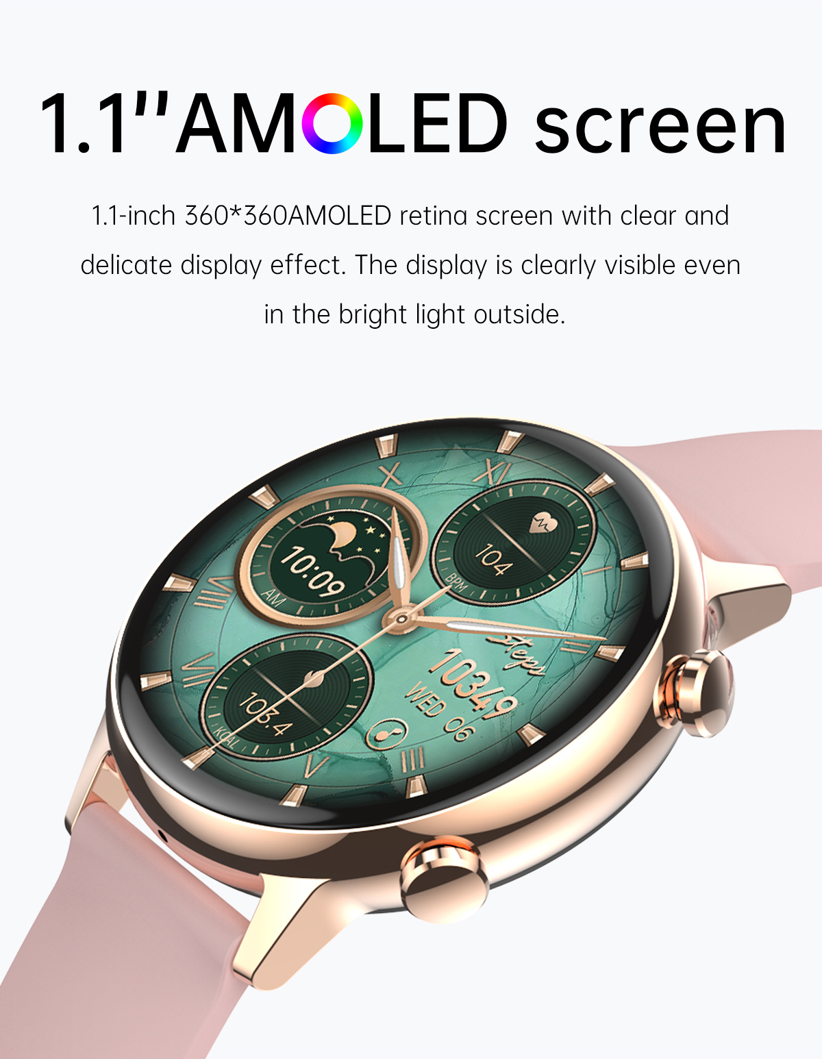 (Black) Smart Watches for Women Multifunctional Sports Watch Female Smart Bracelet Bluetooth Call Heart Rate Blood Pressure Waterproof IP68 Magnetic Charge Round Screen
