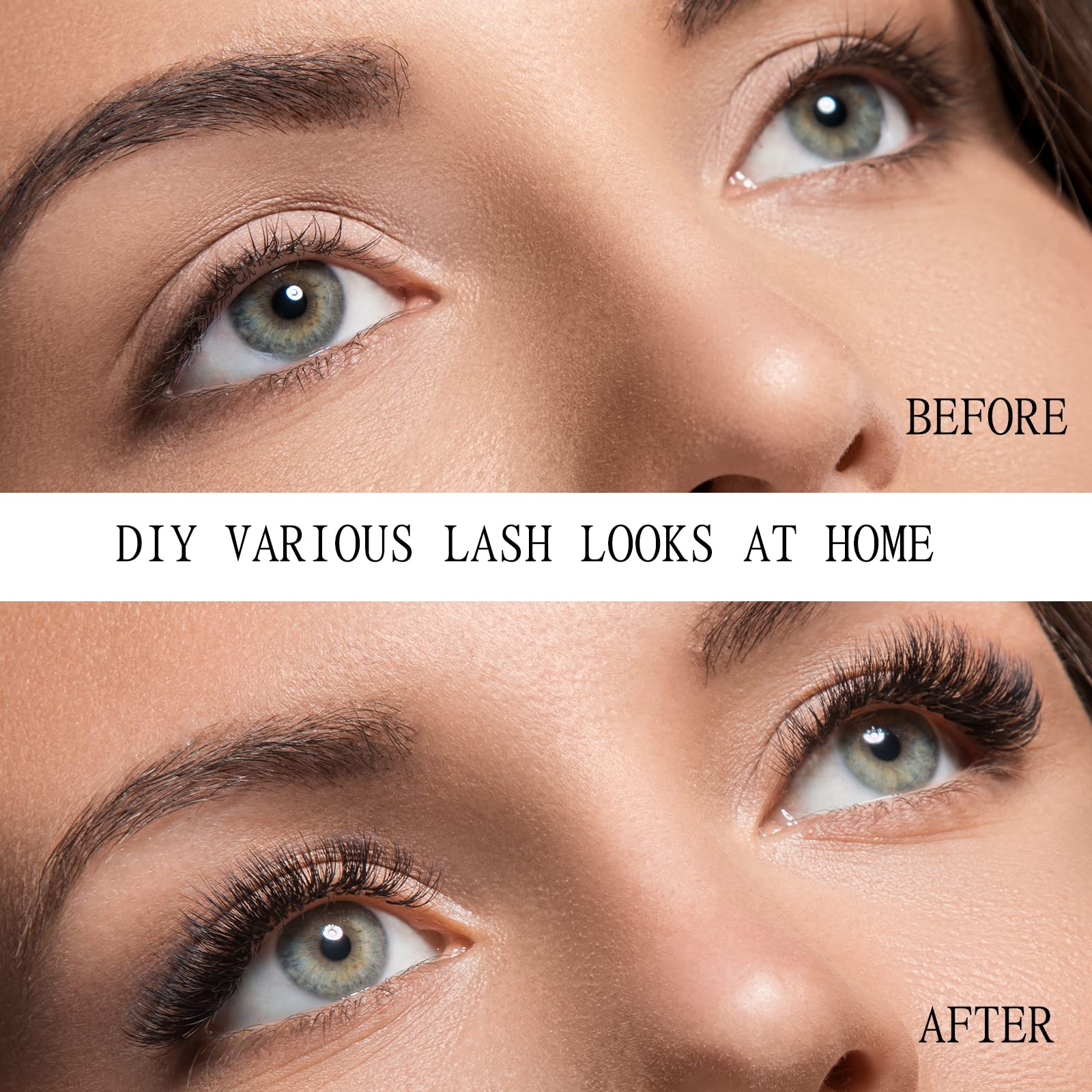 (90 Clusters) Individual Eyelashes Cluster Lashes DIY False Lashes 3D Fake Eyelash Extension Kit Reusable Precut Segmented Cluster Soft Natural C CC D Curl with Eyelash Glue and Tweezers Home Use