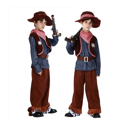 Kids Boys Wild West Cowboy Fancy Dress Halloween Carnival Costume