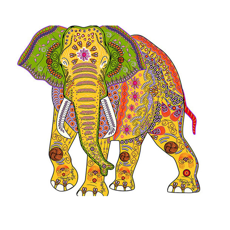 (A5) Yellow Elephant Jigsaw Puzzles Animal Birthday Gift Idea for Kids Adults Family Game and Hobby