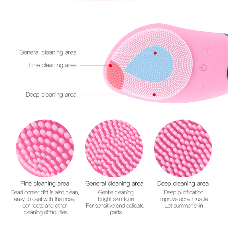 (Green) Electric Facial Cleansing Brush Silicone Sonic Face Cleaner Mini Face Cleaning Brush Device Deep Pore Cleaning Skin USB Recharge for All Skin Types