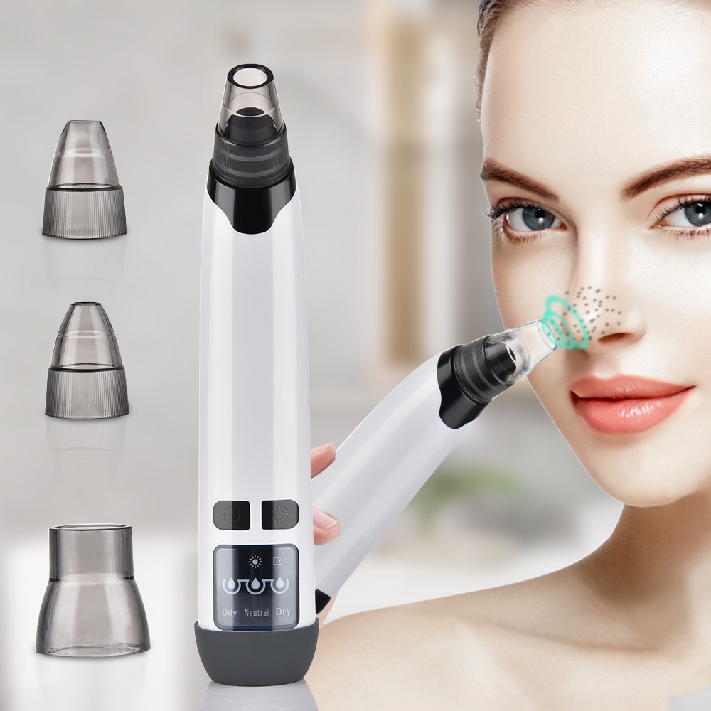 Electric Blackhead Remover Blackhead Suction Instrument Pore Cleaning Device Face Skin Care Tool Hot Compress USB Charging LED Screen