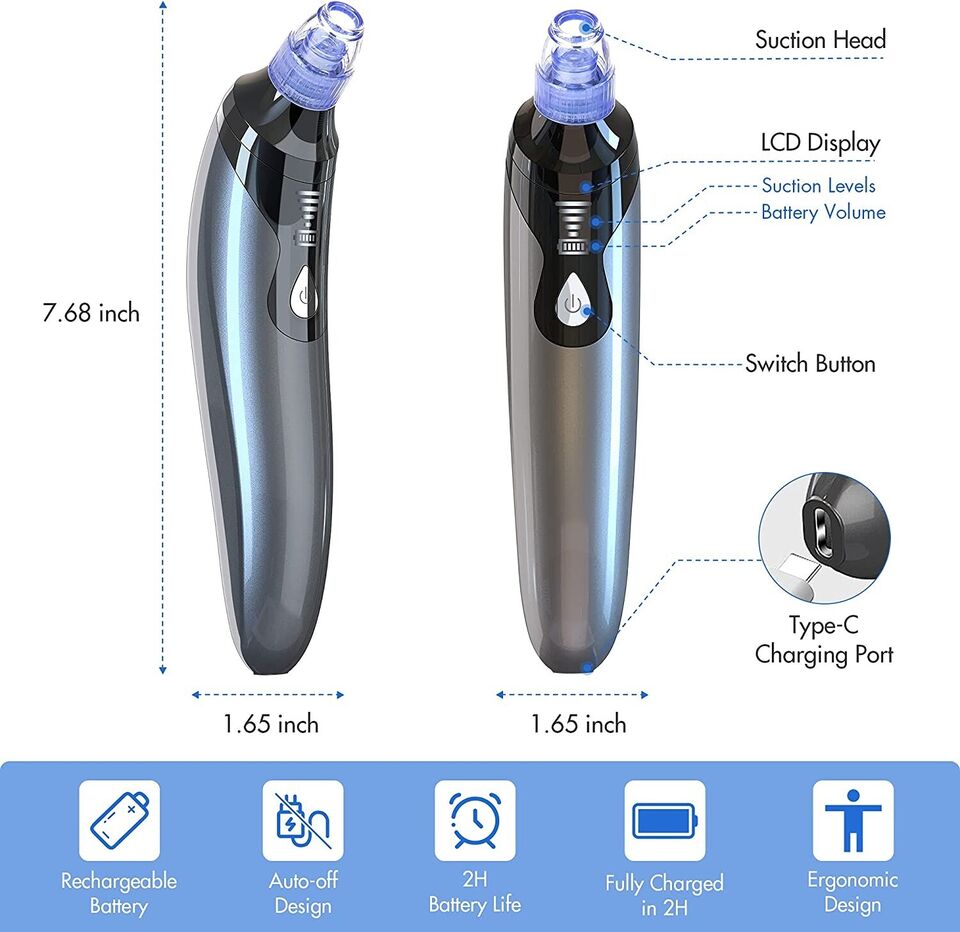 Electric Blackhead Facial Remover Vacuum Pore Cleaner Skin Face Machine Acne Dot Suction Pore Cleaning Tool Rechargeable