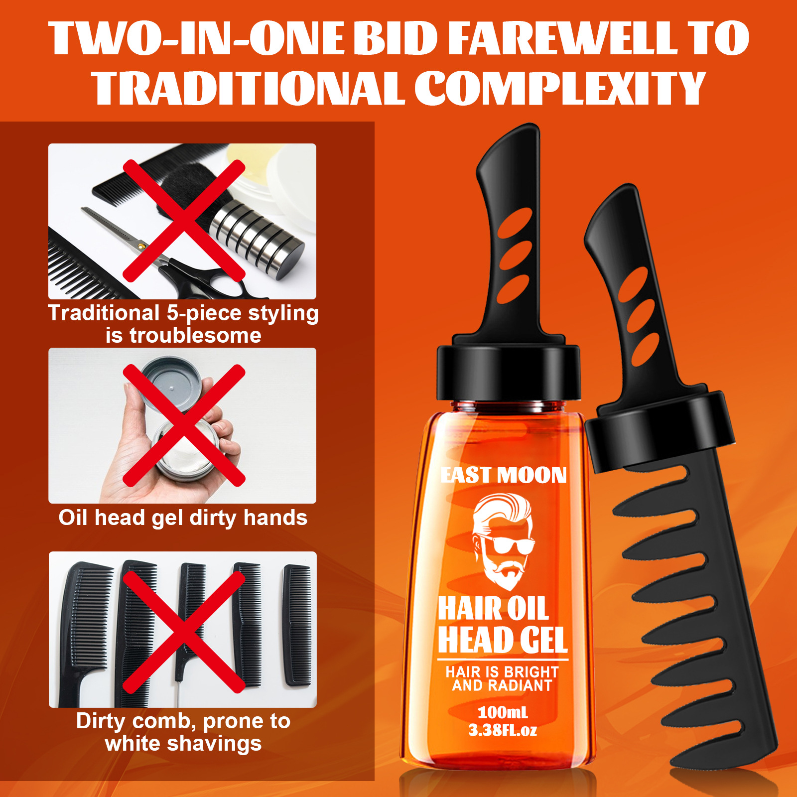 Hair Wax Gel with Comb Hair Styling Gel Hair Oil for Men Hair Styling Solution Long Lasting Strong Hold