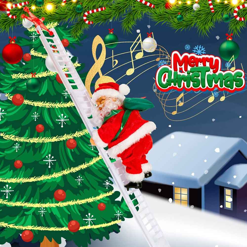 Electric Santa Claus Climbing Ladder Christmas Ornament Decorations Christmas Tree Indoor Outdoor Party Decor