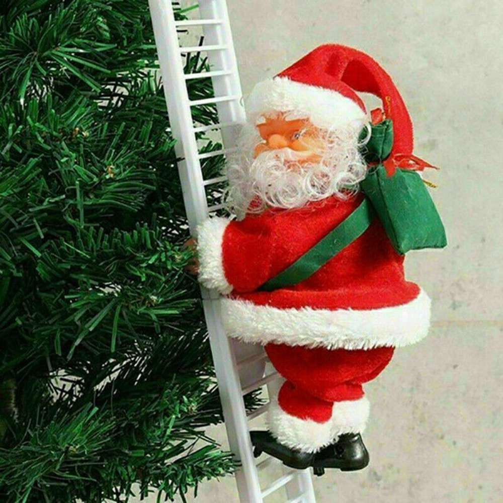Electric Santa Claus Climbing Ladder Christmas Ornament Decorations Christmas Tree Indoor Outdoor Party Decor