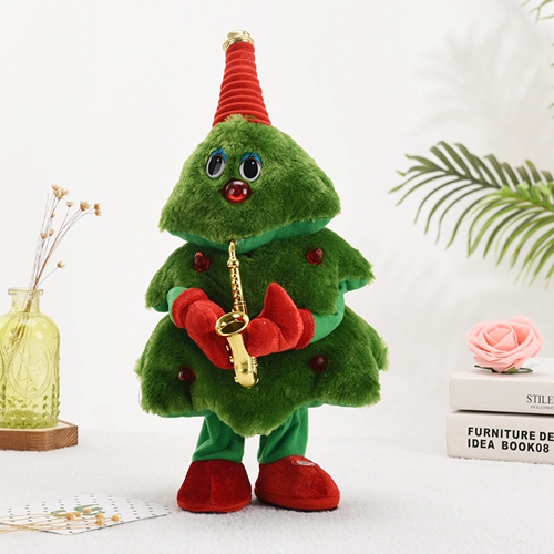 Electric Singing Dancing Christmas Santa Plush Toy 40cm Kids Creative Xmas Decorations Plush Doll with Music ＆ Recording Function Battery Operated Plush Toys Gifts for Home Party Xmas Decor