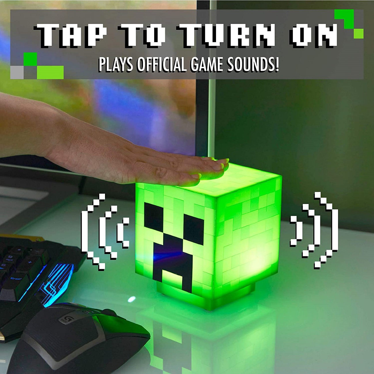 Minecraft LED Night Light Rechargeable Kids Gift Coolie Fear