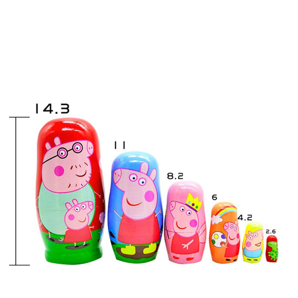Russian Nesting Dolls 6 Layer Peppa Pig Hand Painted Matryoshka Creative Decoration Gift Educational Learning Kids Toys for Birthday