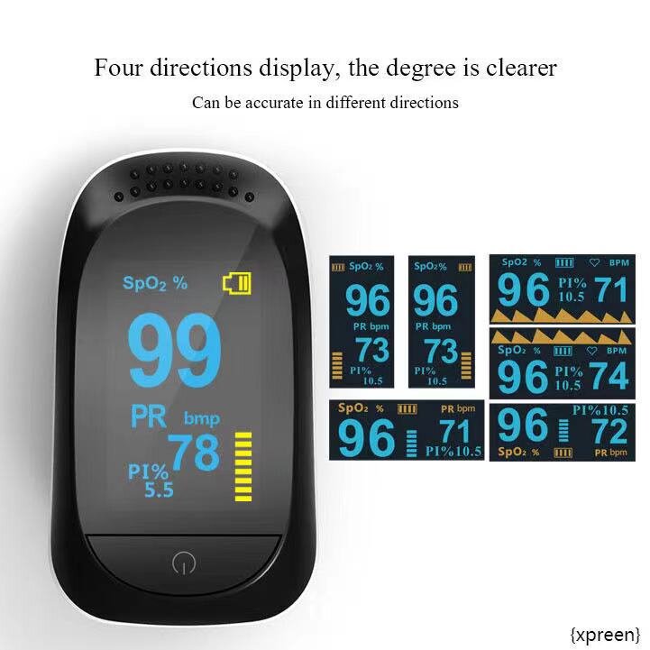 Fingertip Pulse Oximeter Blood Oxygen Saturation Monitor Heart Rate Monitor and SpO2 Levels With OLED Screen Black