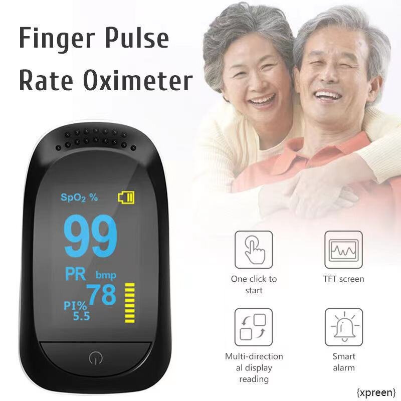 Fingertip Pulse Oximeter Blood Oxygen Saturation Monitor Heart Rate Monitor and SpO2 Levels With OLED Screen Black