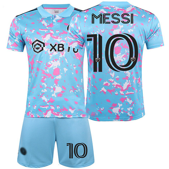 (Kids 2~3 Years) Miami Football Kit Kids No.10 Airy Quick Dry Jersey for Boys Messi Miami Home Away Football Kit Soccer Football Shirts Shorts Socks Sets