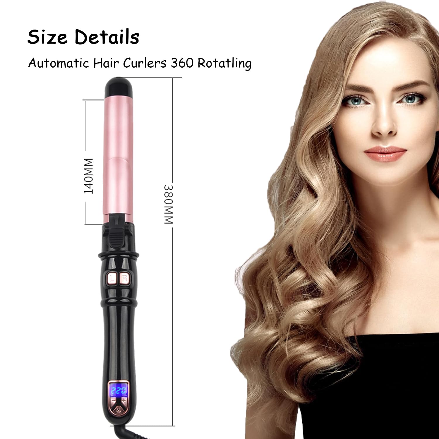 28MM Curling Iron with LCD Display Large Barrel Beach Hair Waver Curling Wand for Waves Gift for Women