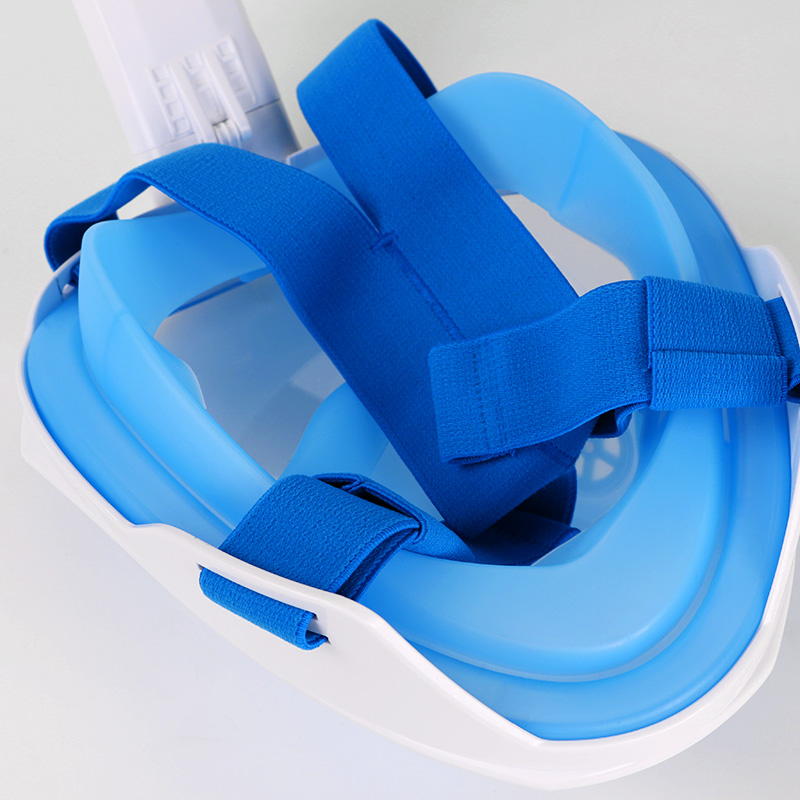 (Blue S~M) Snorkel Mask 180° Full Face Diving Mask Free Breathing Design Anti-Fogging and Anti-Leak Technology with Adjustable Head Straps for Adult Youth Kids