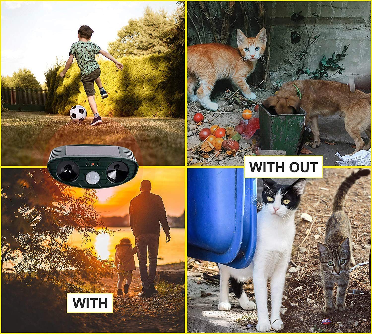 Cat Scarer Solar Powered Waterproof Cat Repellent Fox Repellent Garden Ultrasonic Pet Deterrents Solar Animal Repeller Outdoor with Motion