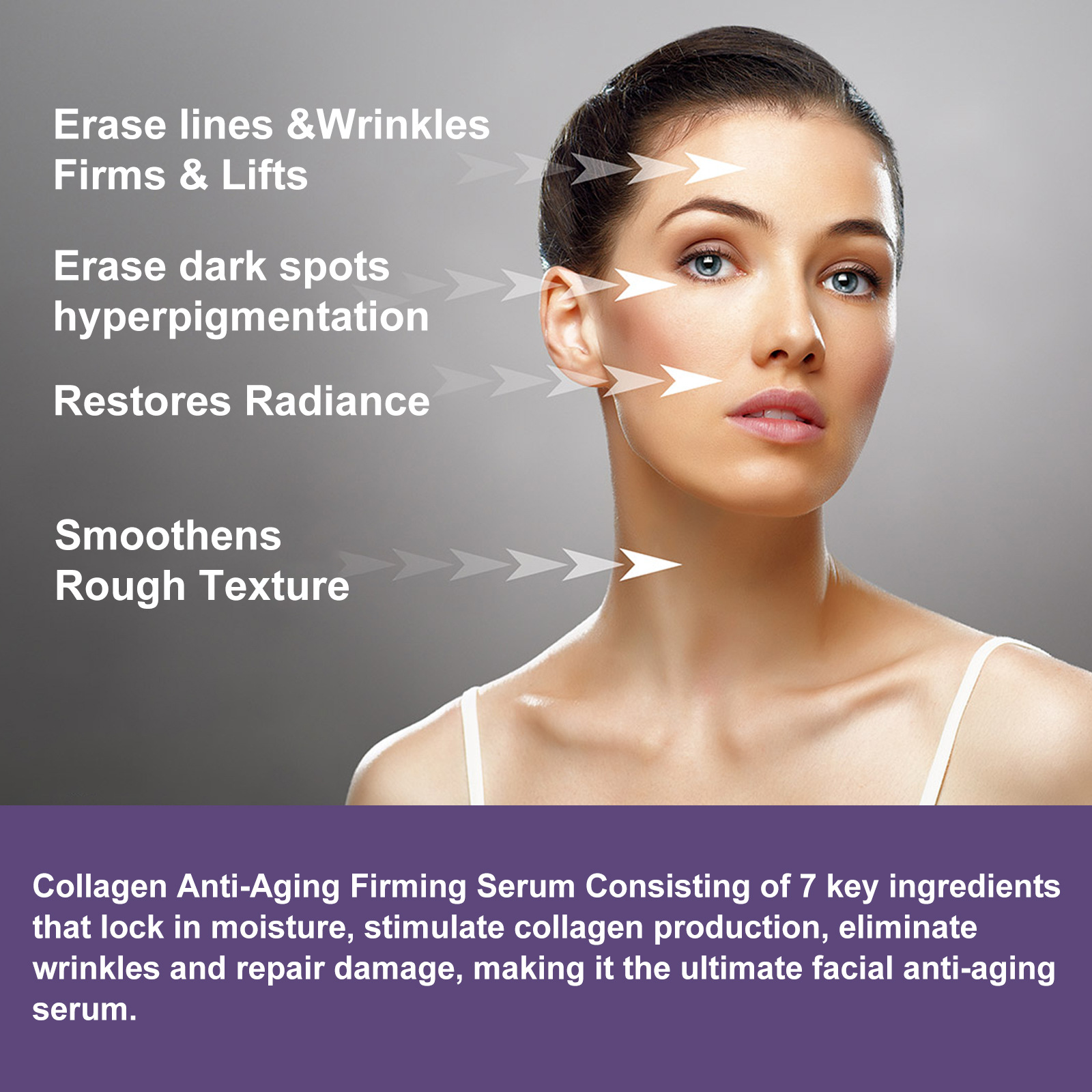 Collagen Remove Wrinkle Face Serum Lift Firming Anti Aging Fade Fine Lines Whitening Brightening Hydration Moisturizer Facial Skin Care Cosmetics