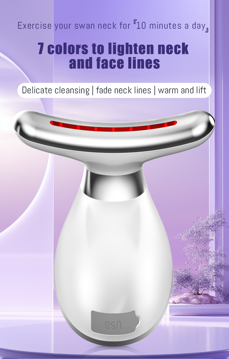 7 Color LED Led Light Therapy Neck Beauty Instrument Fade Neck Lines Nasolabial Beauty Massager Double Chin Remove Skin Rejuvenation V Face Lifting