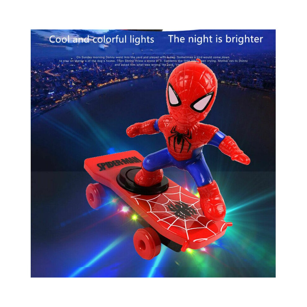 Spiderman Electric Skateboard 360u00b0 Rotation Music With Light Kids Toys Xmas Gift